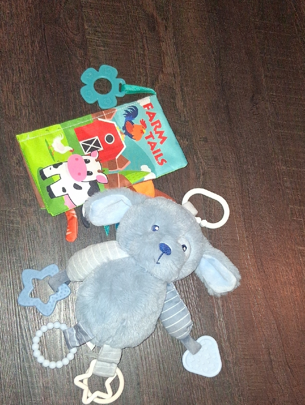 Blue Plush Teething Bunny with Activity Rings And Soft Activity Book